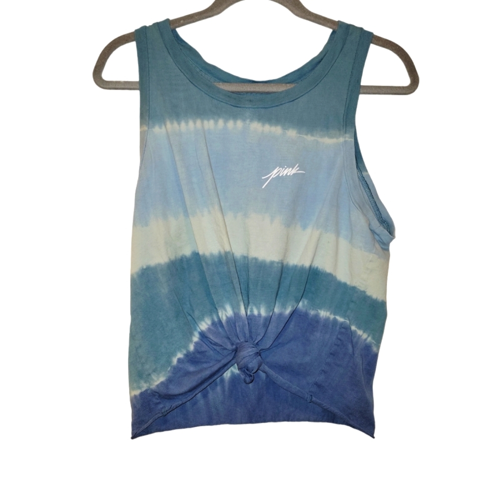 Pink by Victoria Secret, Tank Top, Crop, Tie in Front, 3 shades of Blue, Women M